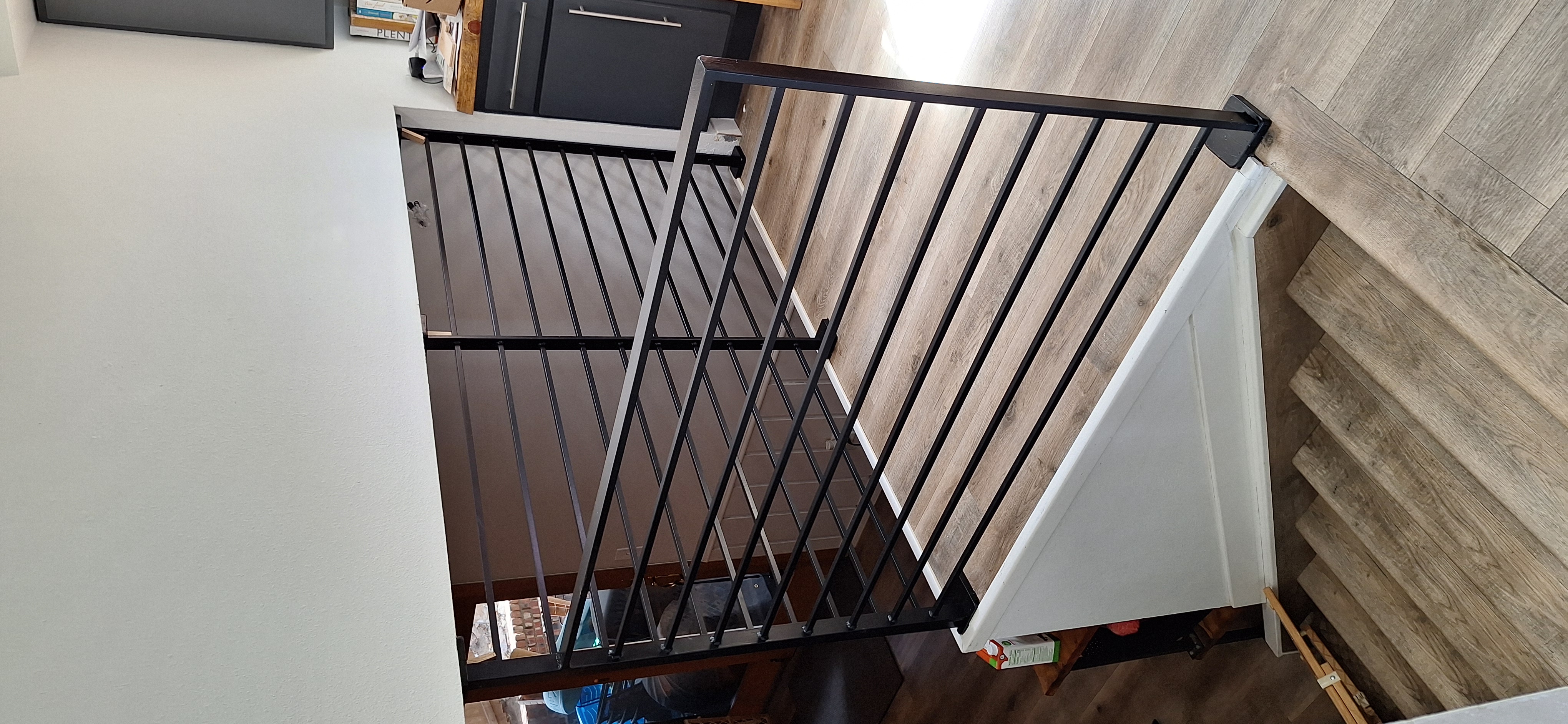 Custom horizontal wood stair railing