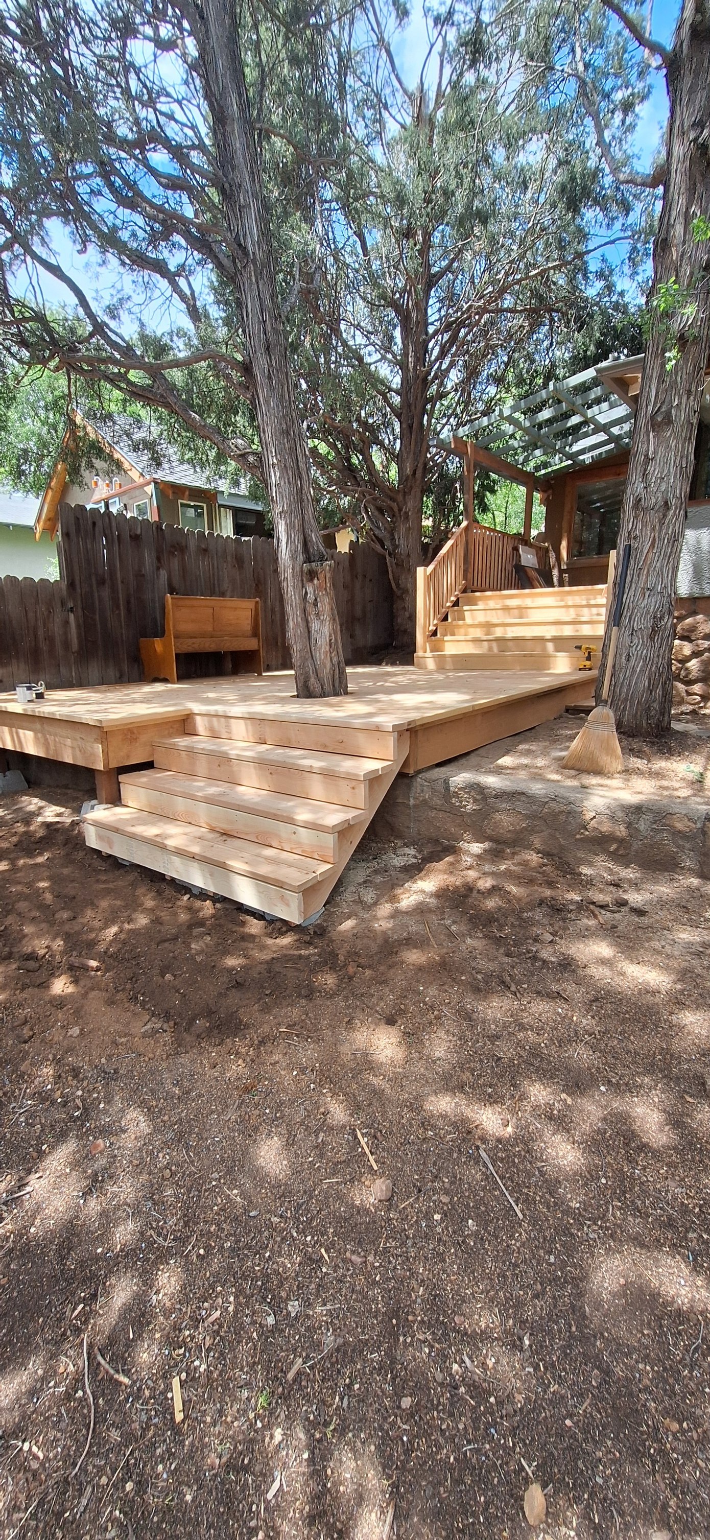 Cedar multi-level deck with stairs